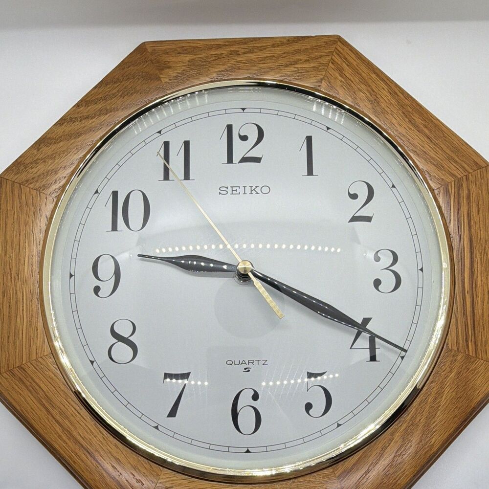 Seiko QXA102BCHA Octagon Wood Analog Quartz Battery Wall Clock Brown